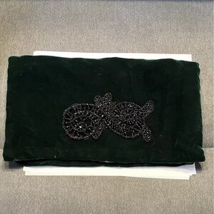 Green Velvet Bag Clutch Pocket Book Fold over vintage